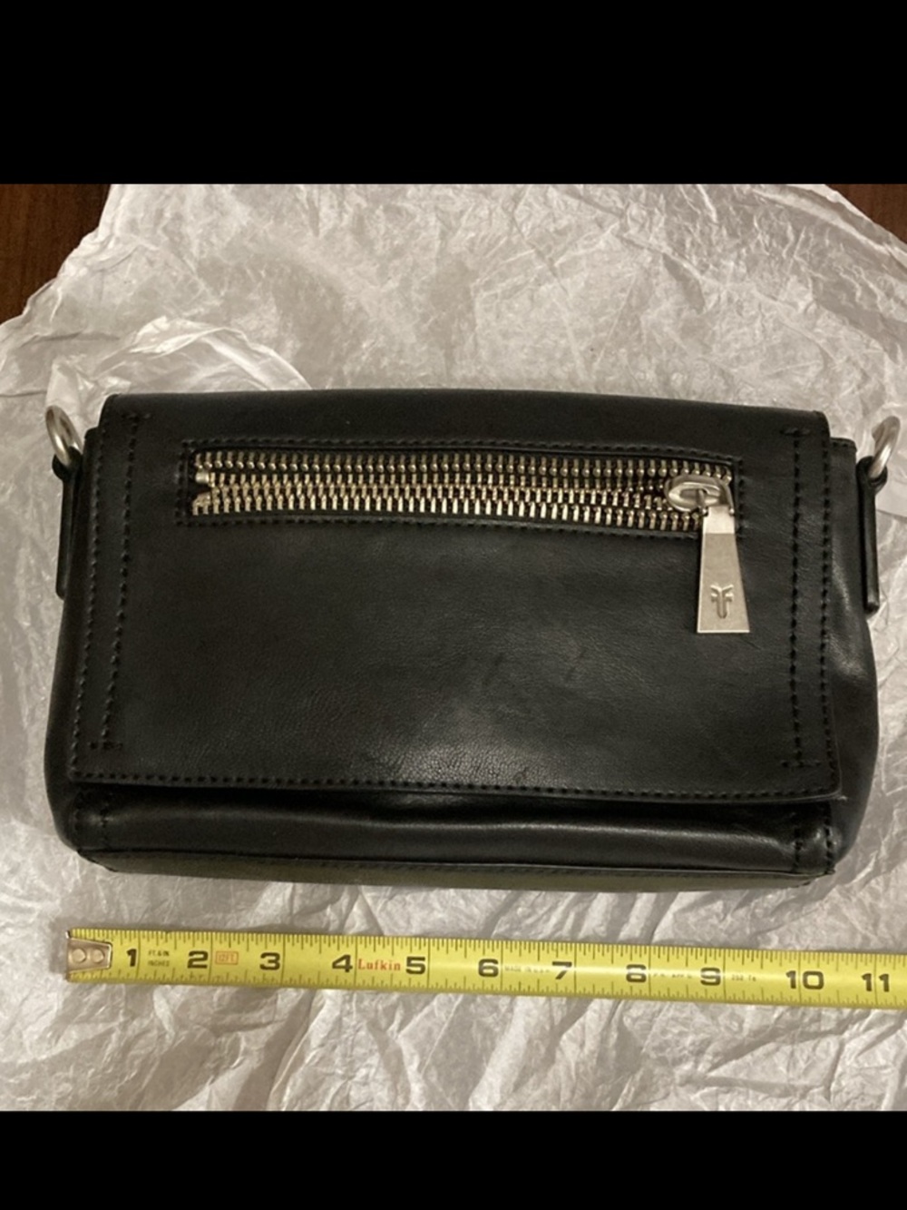 Frye Black Lena Leather Crossbody purse euc